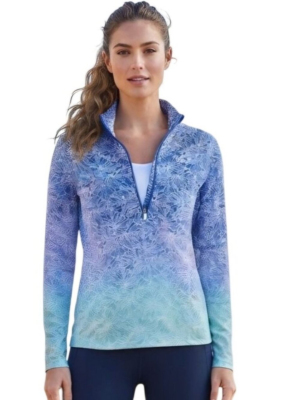 Vineyard Vines Performance Ombre 1/2 Zip Mock Neck Jersey Size M
